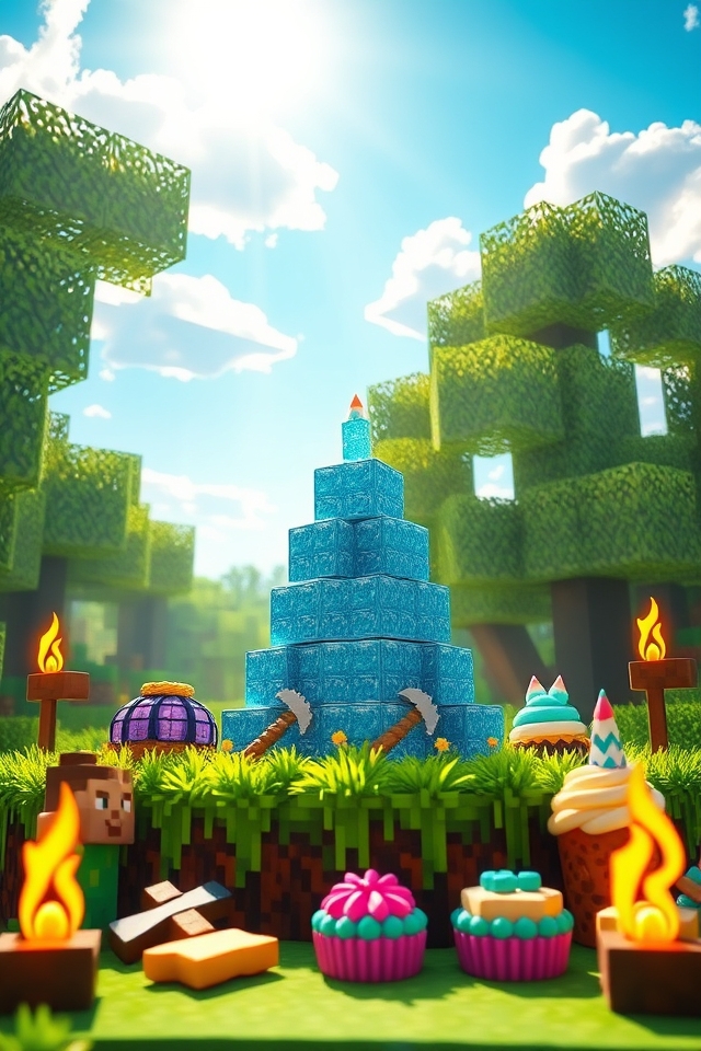 minecraft diamond block cake