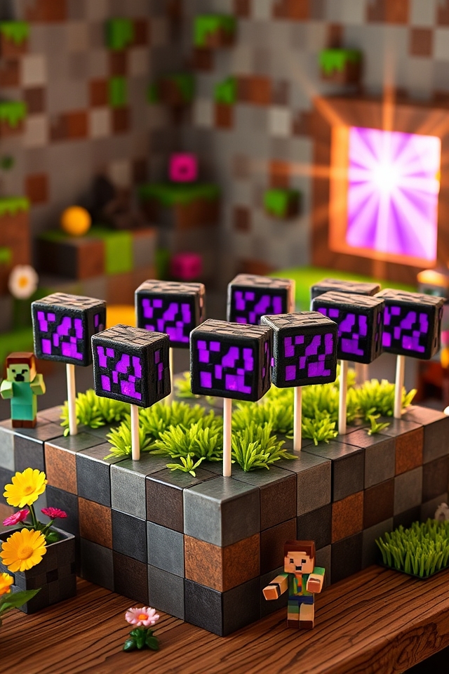 minecraft inspired cake pops
