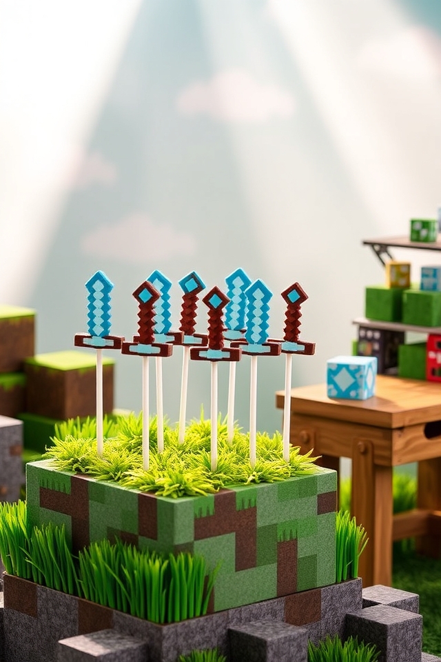 minecraft inspired cake pops