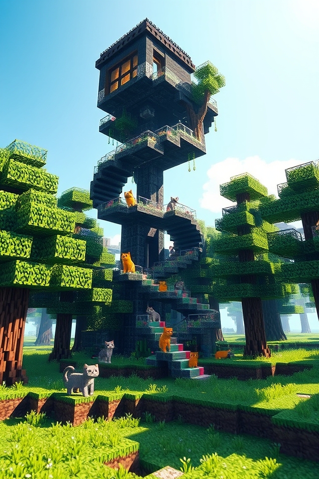 minecraft inspired cat tree