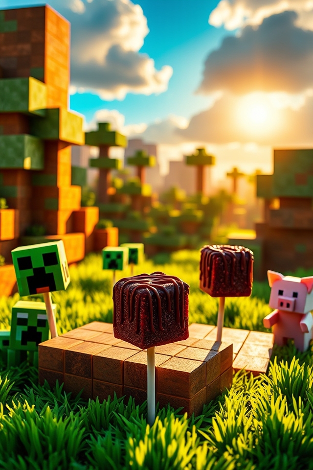 minecraft inspired lava cake pops