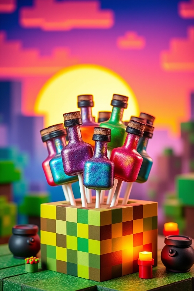 minecraft inspired potion cake pops