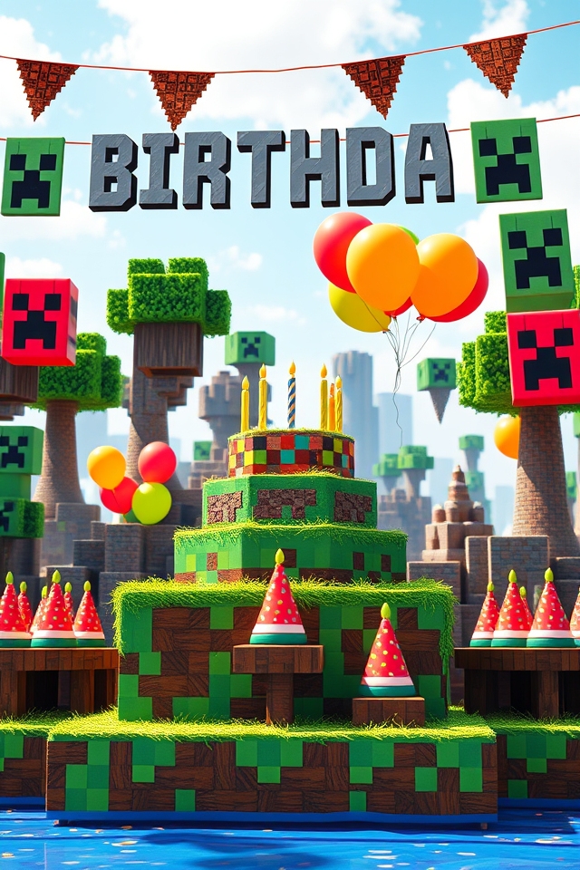 minecraft themed birthday decorations