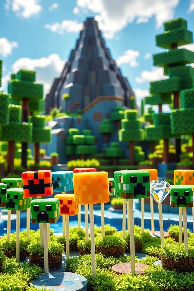 minecraft themed cake pop treats