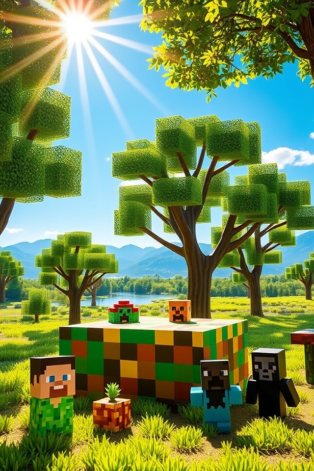 minecraft themed cake topper