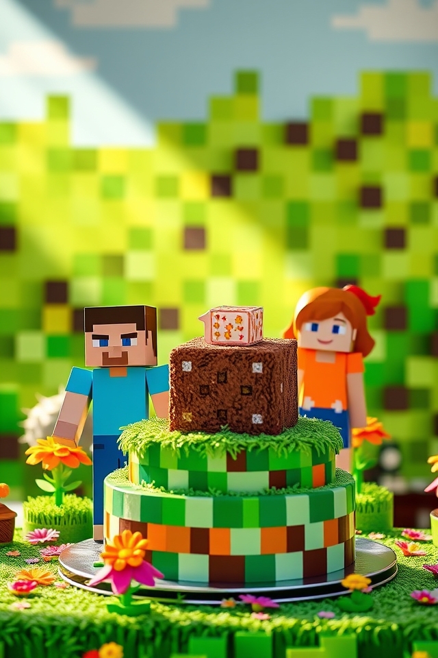 minecraft themed cake toppers