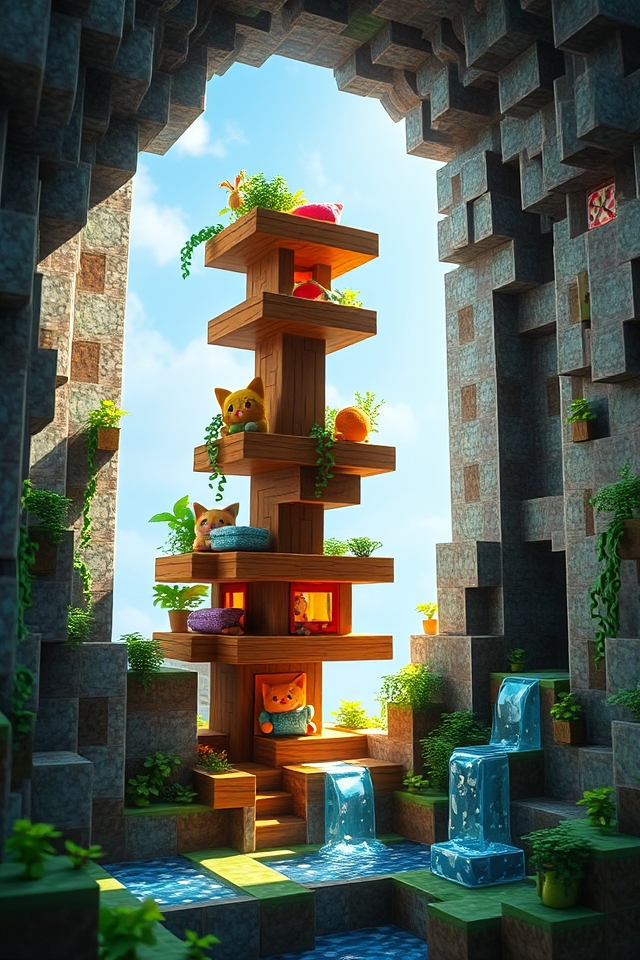 minecraft themed cat tree