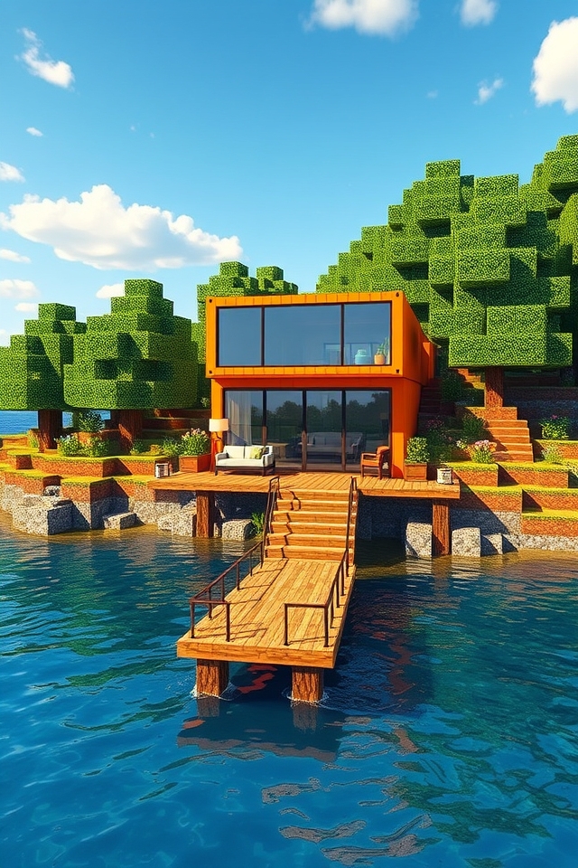 modern lakeside container home