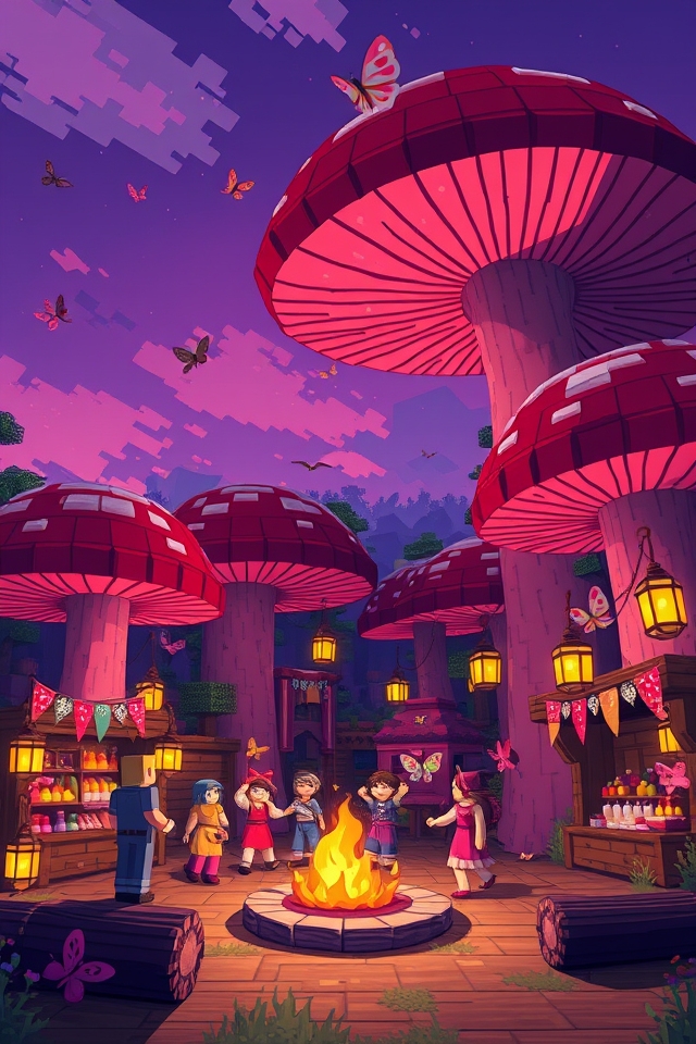 mushroom village festival area