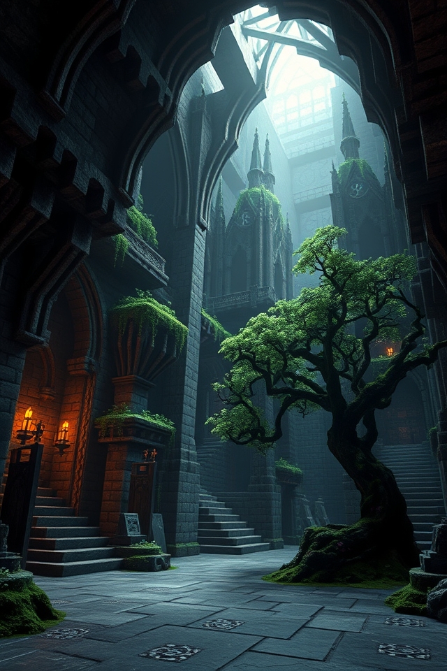 mysterious underground crypt ambiance