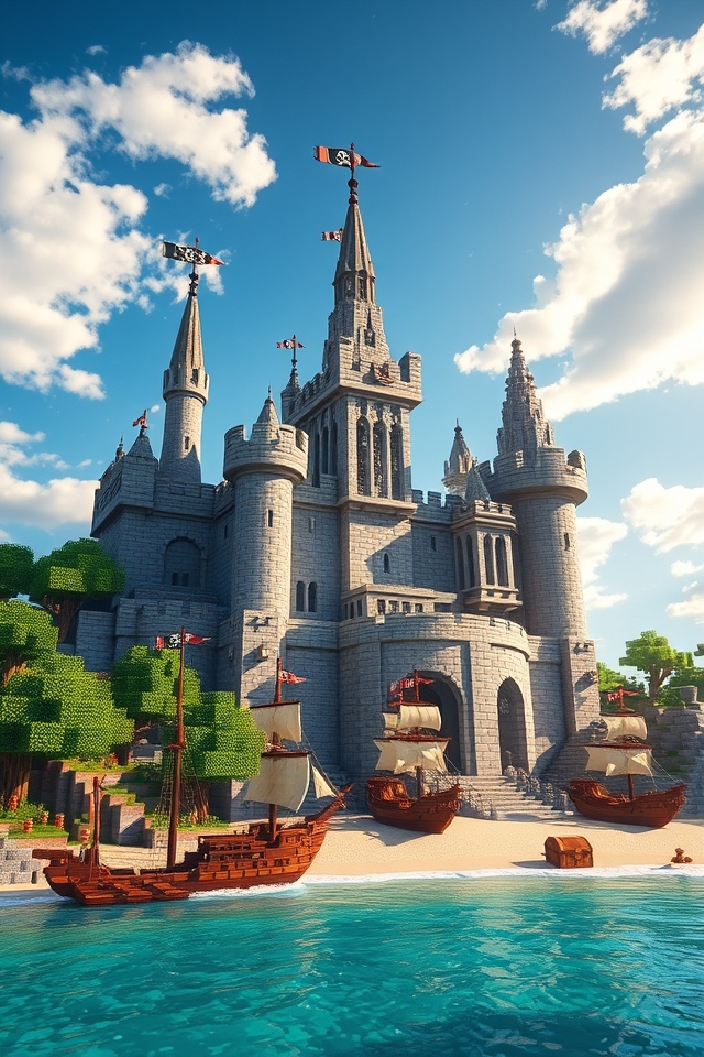 pirate themed coastal castle construction