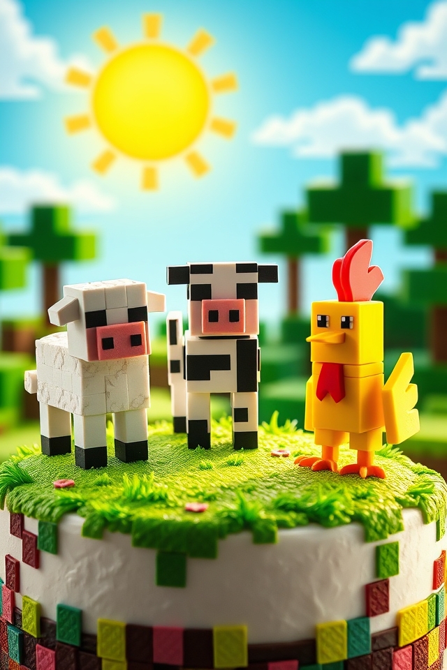 pixelated minecraft animal toppers