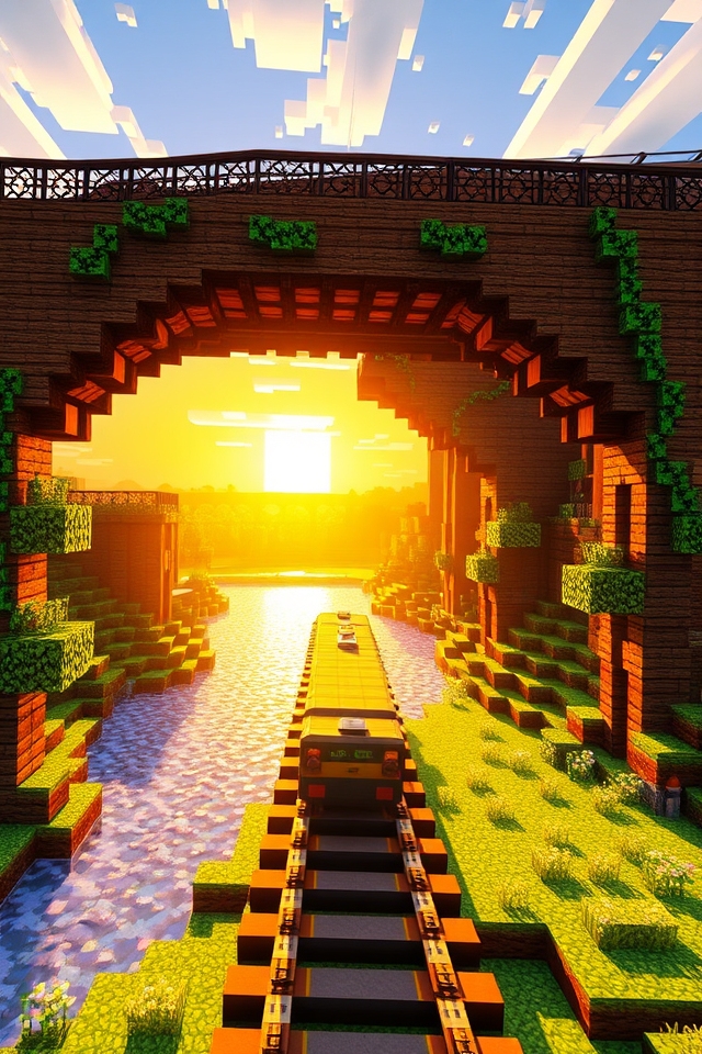 realistic minecraft railway bridge