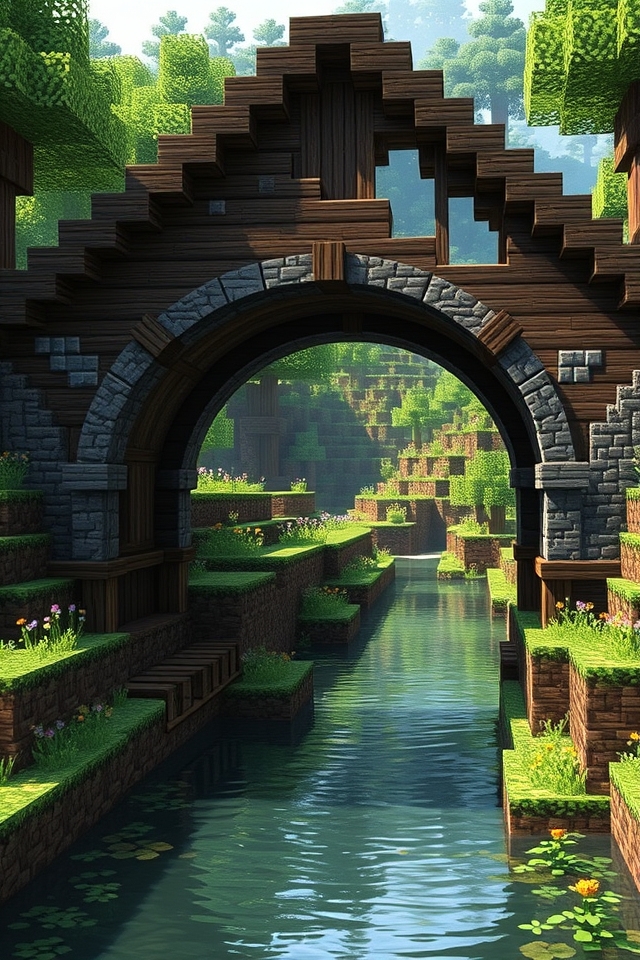 rustic bridge enhances landscape