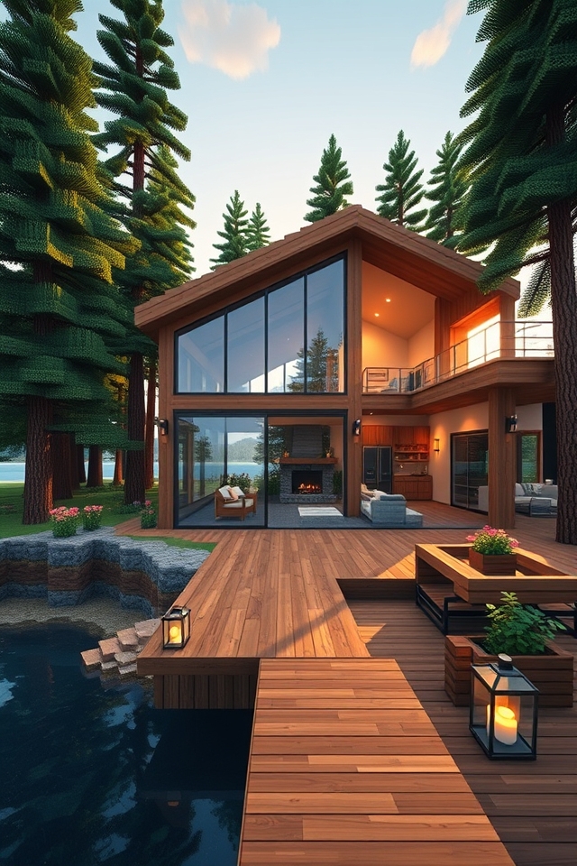 rustic lakefront lodge design