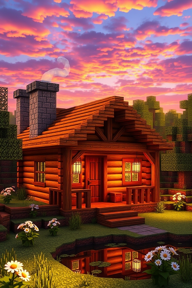 rustic pixelated cabin retreat