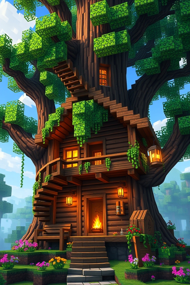 rustic treehouse log retreat