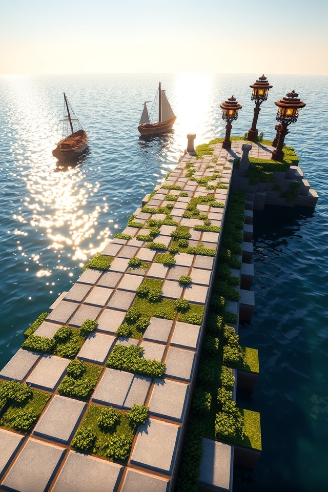 sophisticated waterfront stone pier