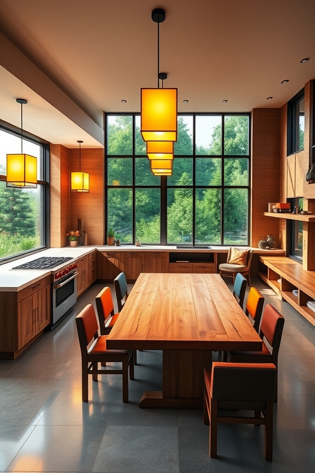 spacious open kitchen dining