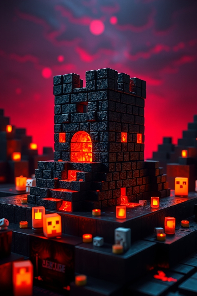 spooky nether fortress cake