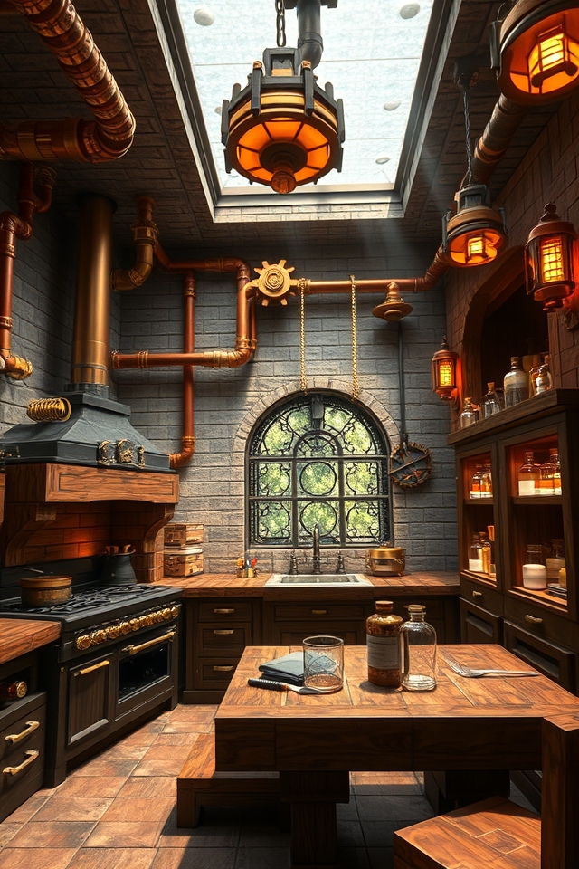 steampunk kitchen design elements