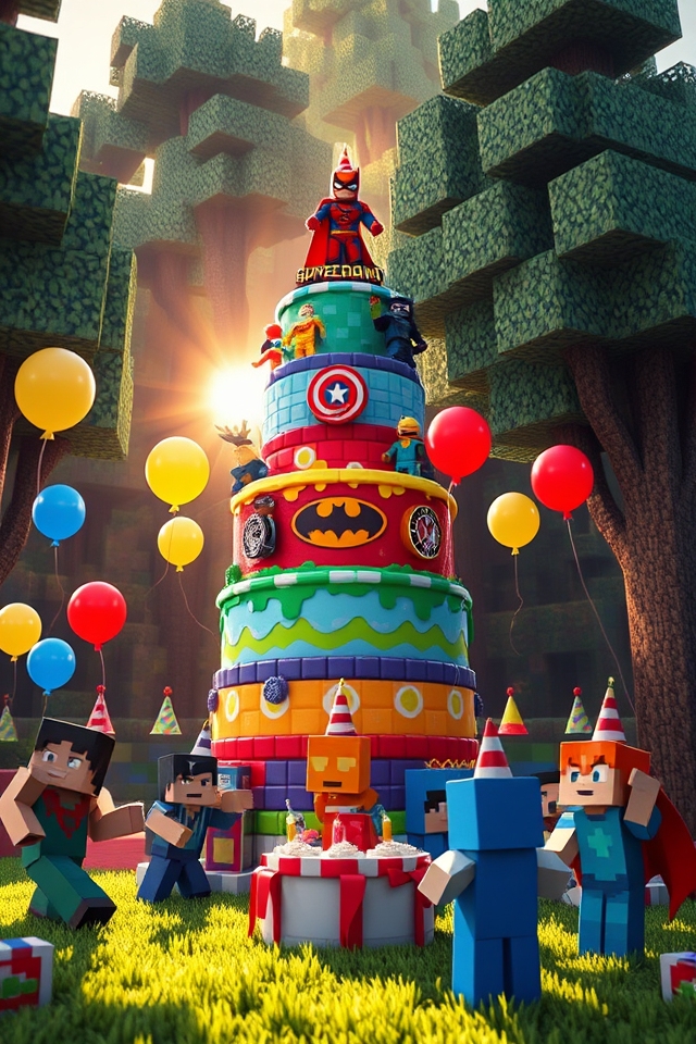 superhero themed celebration cake