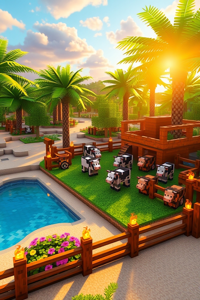 tropical themed cow pen design