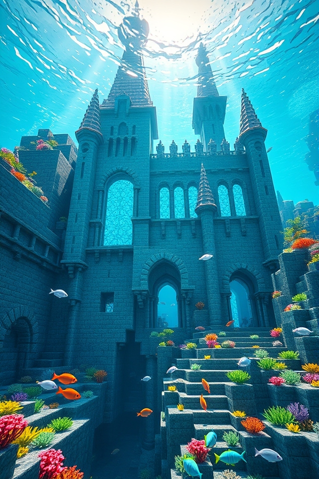 underwater mountain castle design