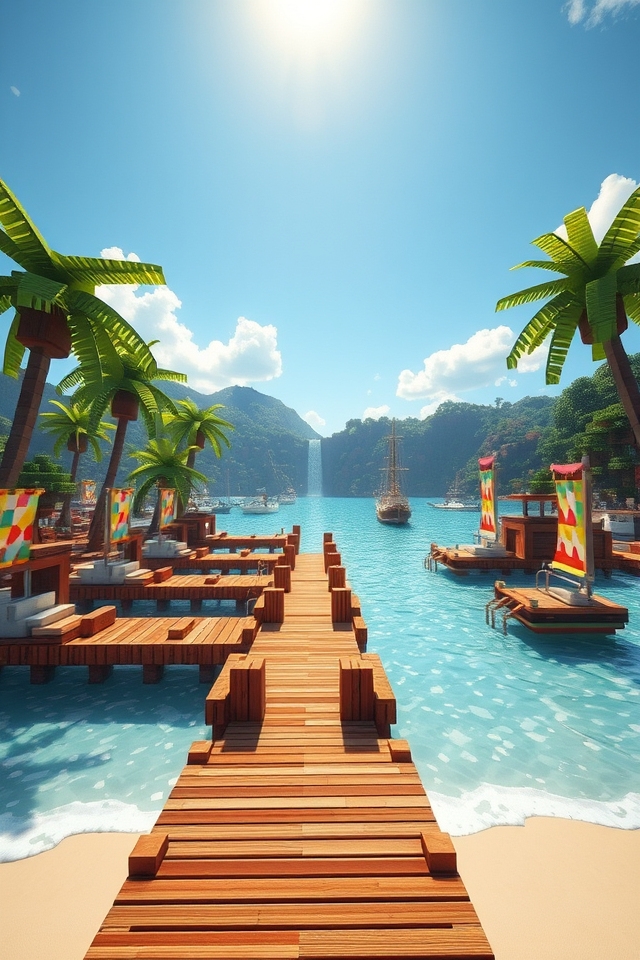 vibrant coastal minecraft marina