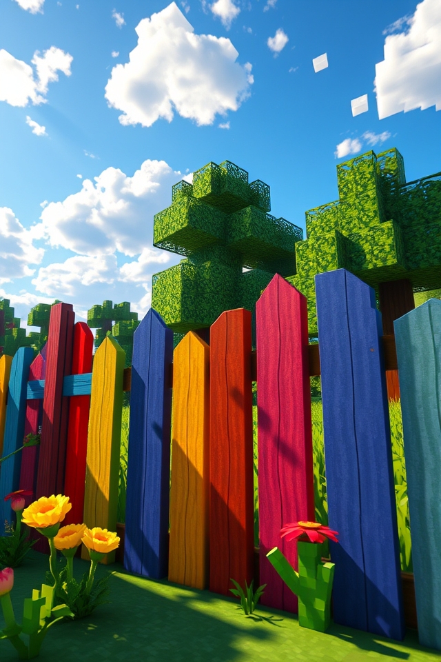 vibrant colorful dye fences