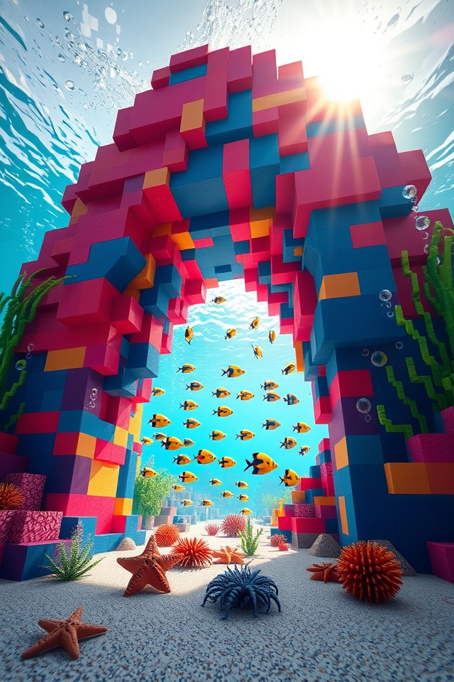 vibrant coral underwater archway
