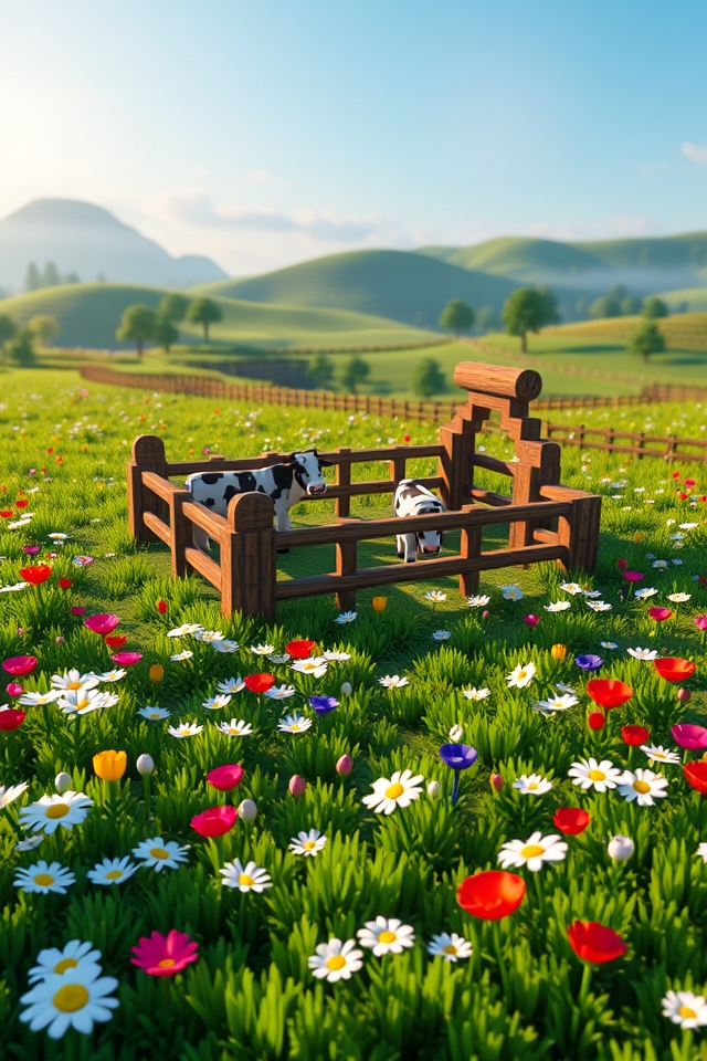 vibrant flower filled cow pasture