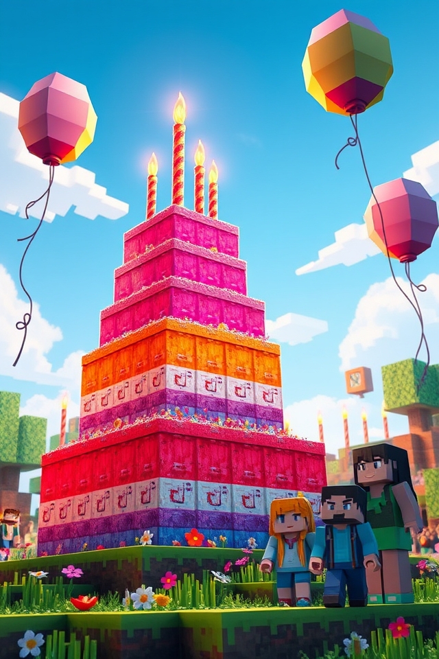 vibrant gradient birthday cake