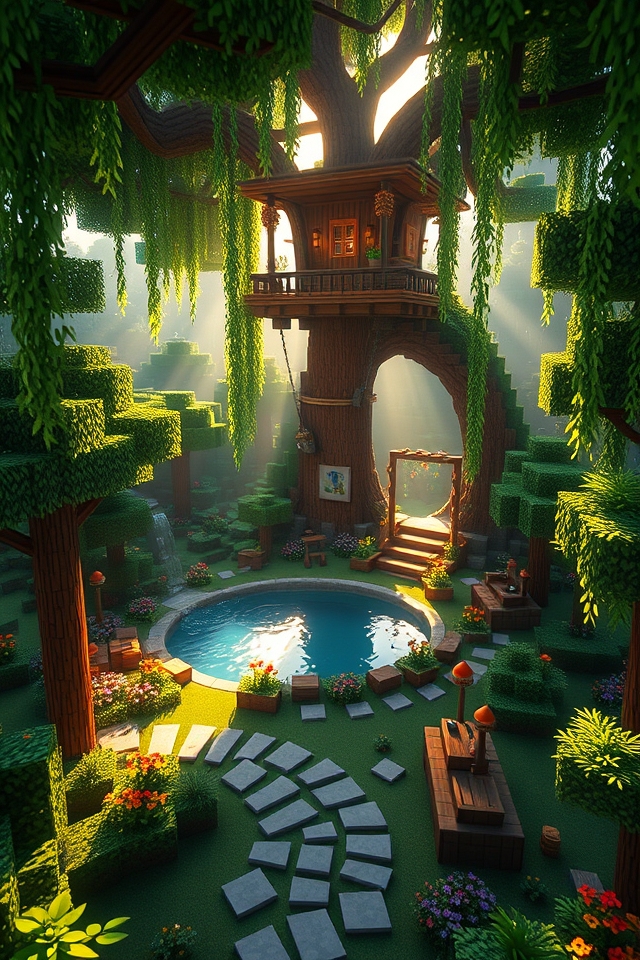 vibrant jungle garden retreat