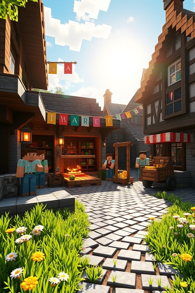 vibrant marketplace blacksmithing hub