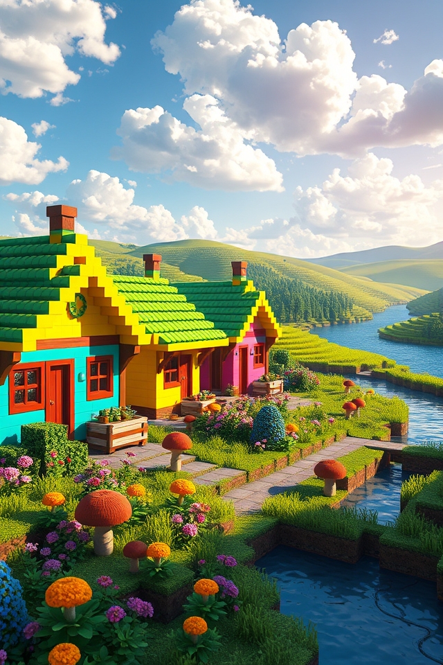 vibrant pixelated retreat chalet