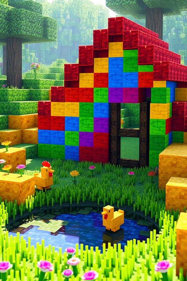 vibrant rainbow chicken coop