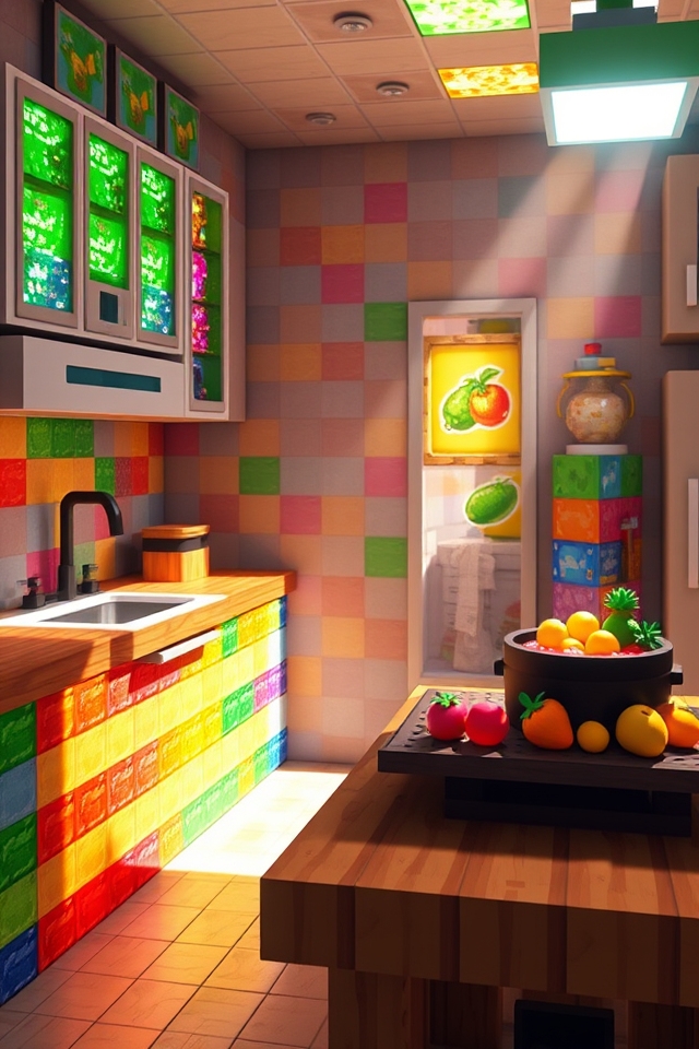 vibrant rainbow kitchen design