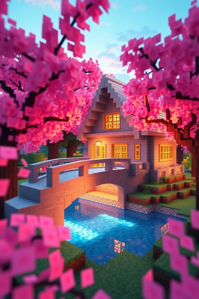 whimsical cherry blossom bridge