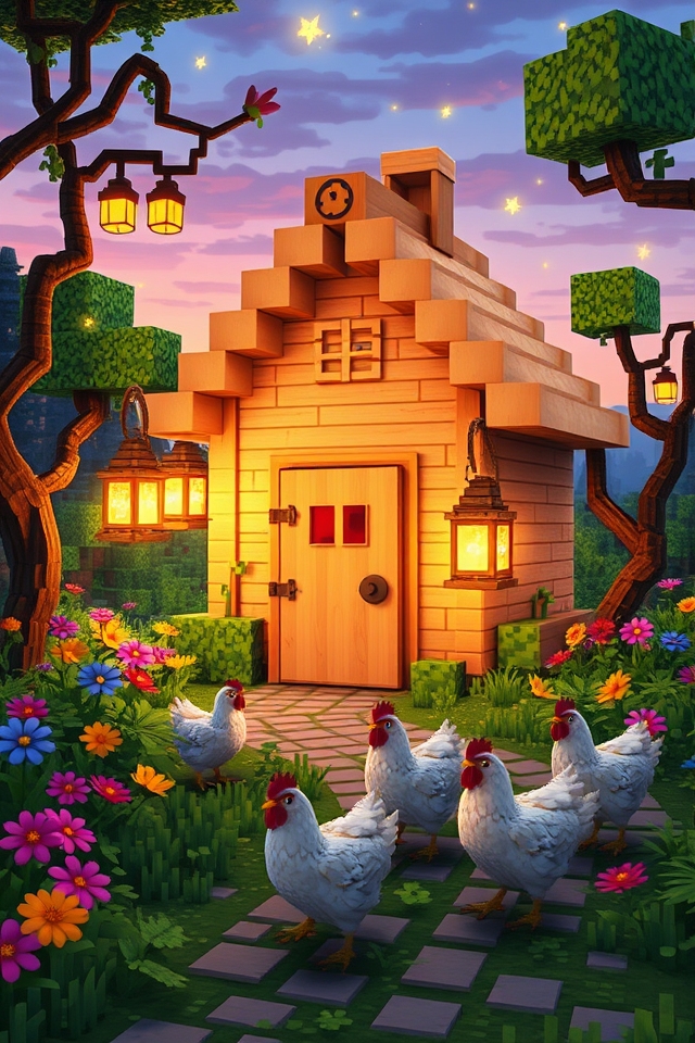 whimsical colorful chicken coop
