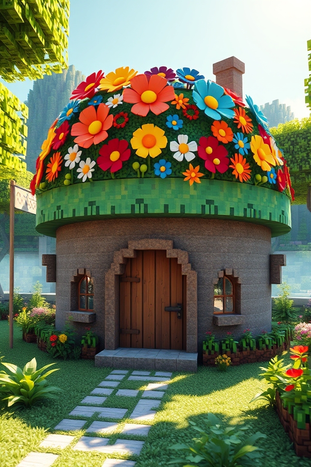 whimsical colorful flower abode