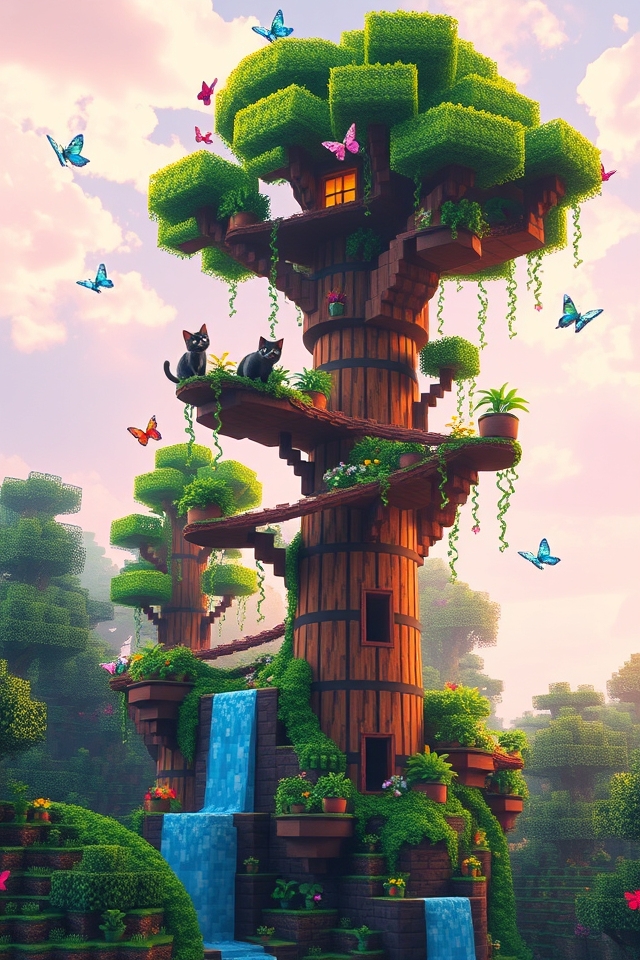 whimsical enchanted cat playground