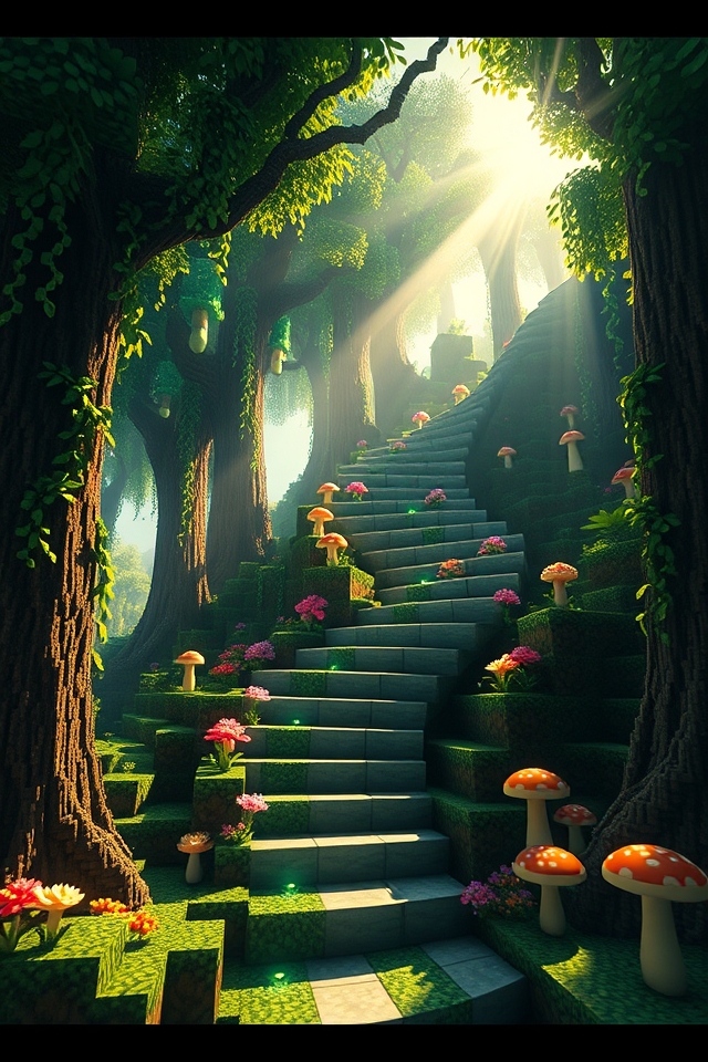 whimsical enchanted forest staircase