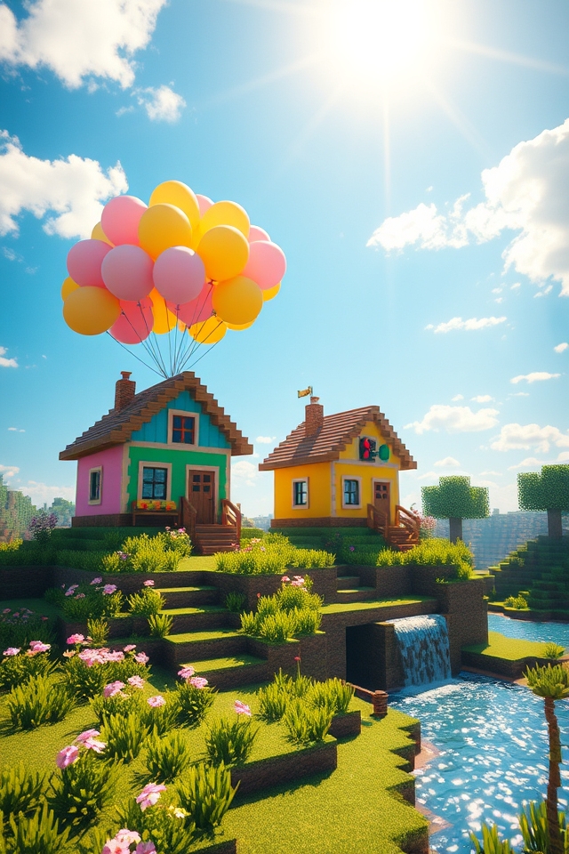 whimsical floating balloon house