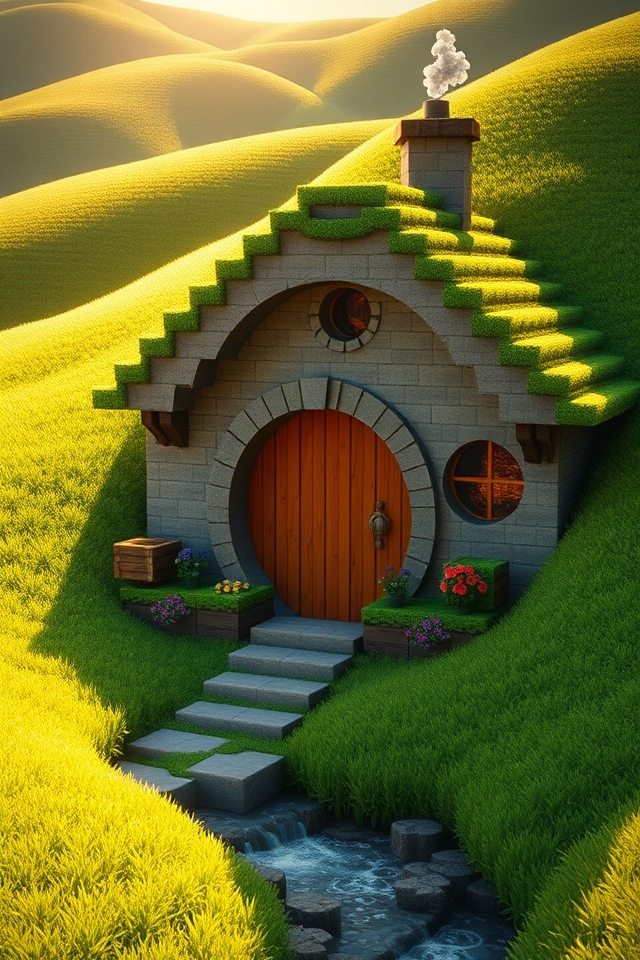 whimsical hillside hobbit cottage