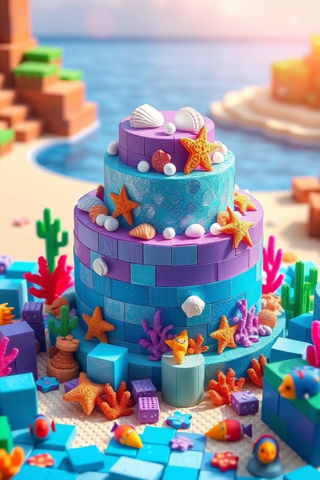 whimsical ocean themed cake