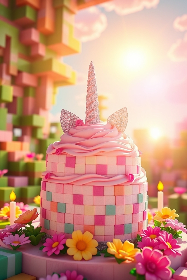 whimsical pastel unicorn cake