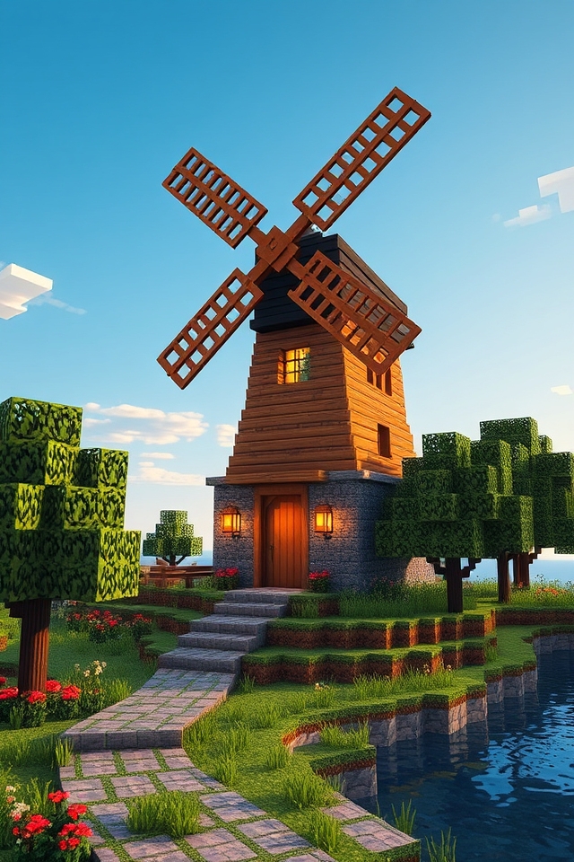 whimsical rustic windmill home