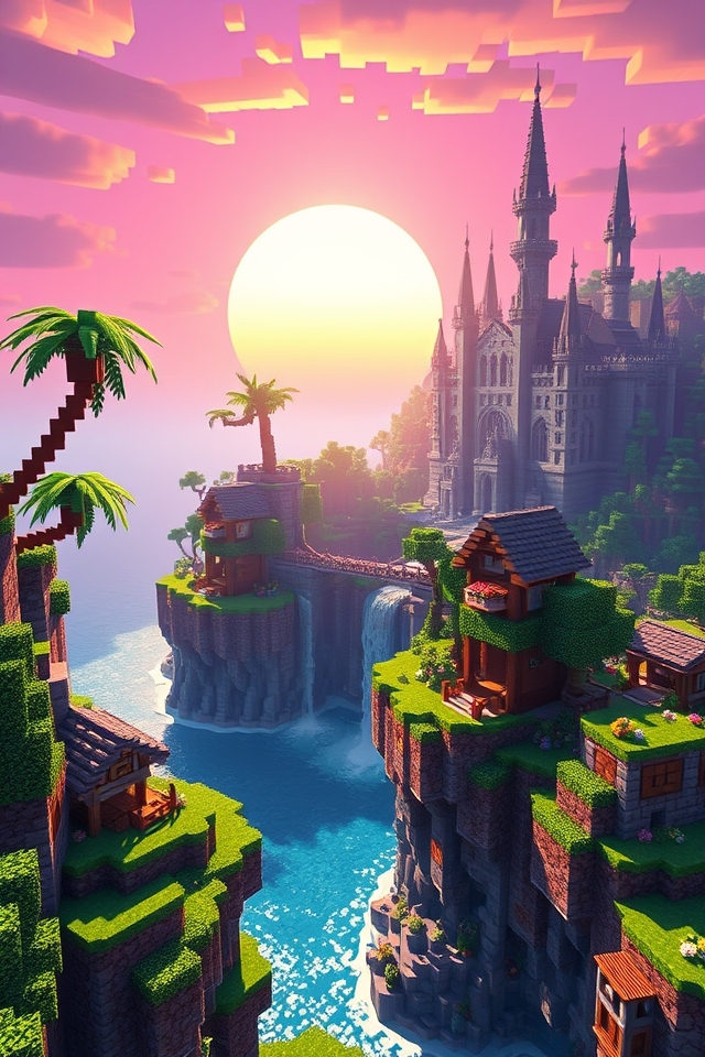 whimsical sky island paradise