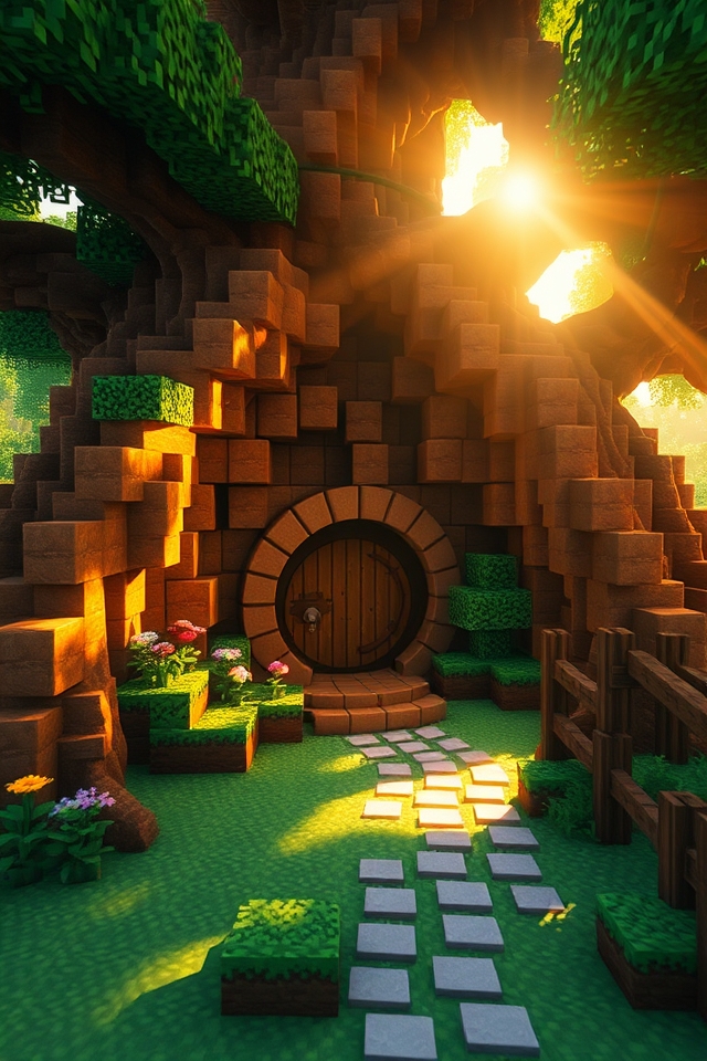 whimsical tree rooted hobbit home